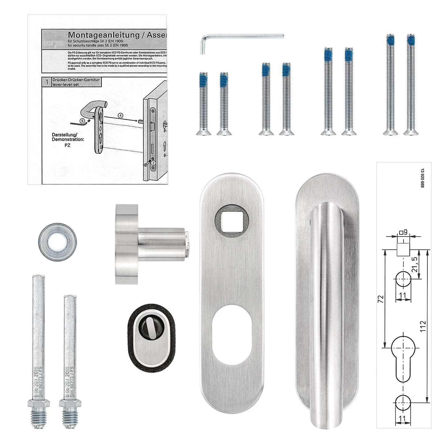 Steinau FS ES1-K Sicherheitsbeschlag, Typ D 510, Edelstahl Matt 4 Steinau FS ES1-K Sicherheitsbeschlag, Typ D 510, Edelstahl Matt – Bild 4